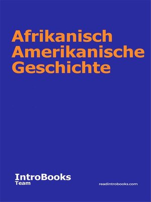 cover image of Afrikanisch Amerikanische Geschichte